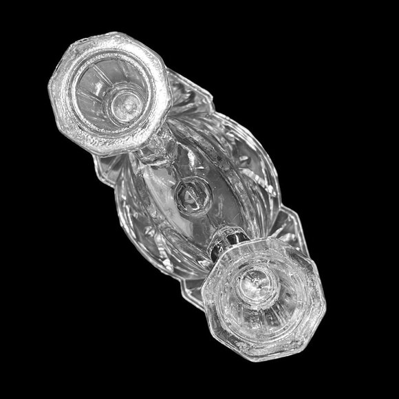 Vintage 1950s Anchor Hocking Prescut Double Taper Candle Holders Set (2) Glass - Picture 6 of 7